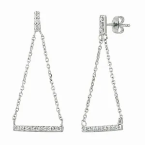 0.25 Carat Natural Diamond Bar Drop Earrings G SI 14K White Gold