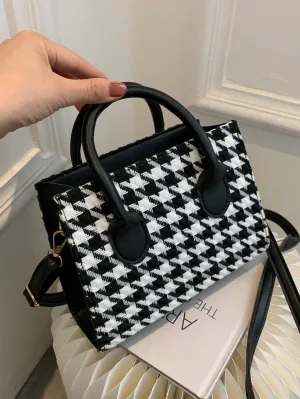 1 Piece Zipper Opening Bird Check Square Bag