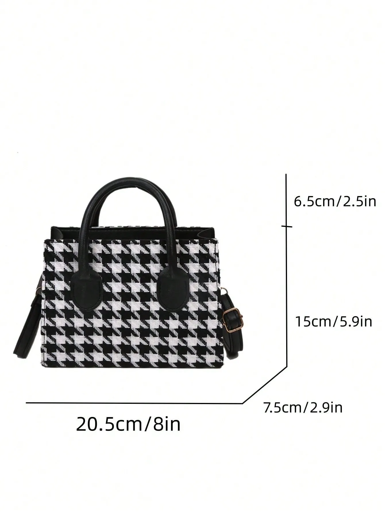 1 Piece Zipper Opening Bird Check Square Bag