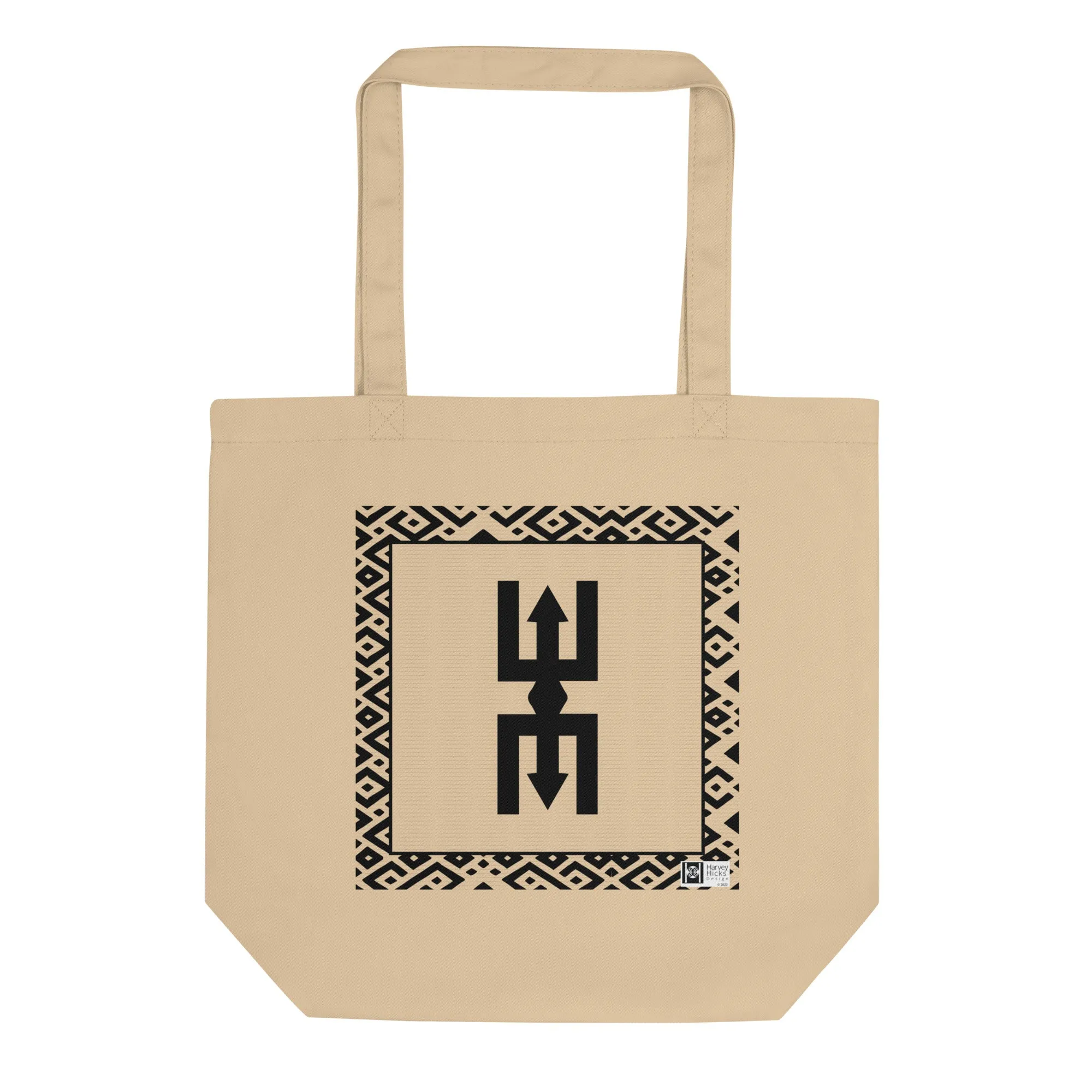 100% cotton Eco Tote Bag, featuring the Adinkra symbol for cooperation, NO TEXT
