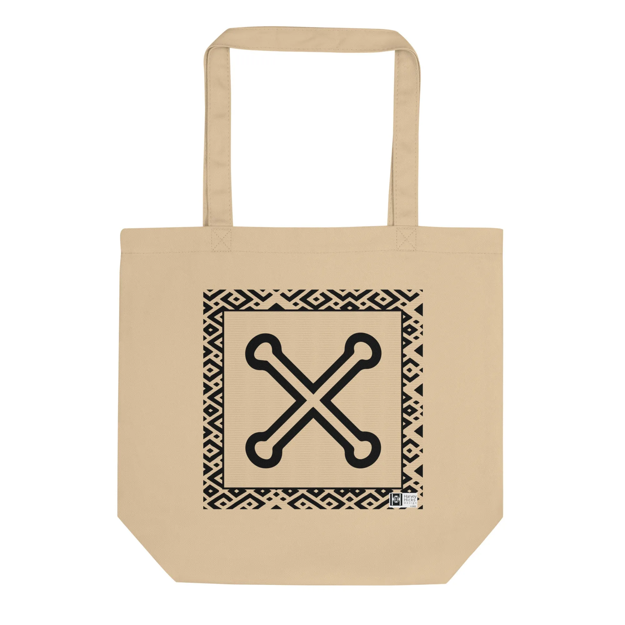 100% cotton Eco Tote Bag, featuring the Adinkra symbol for immortality, NO TEXT