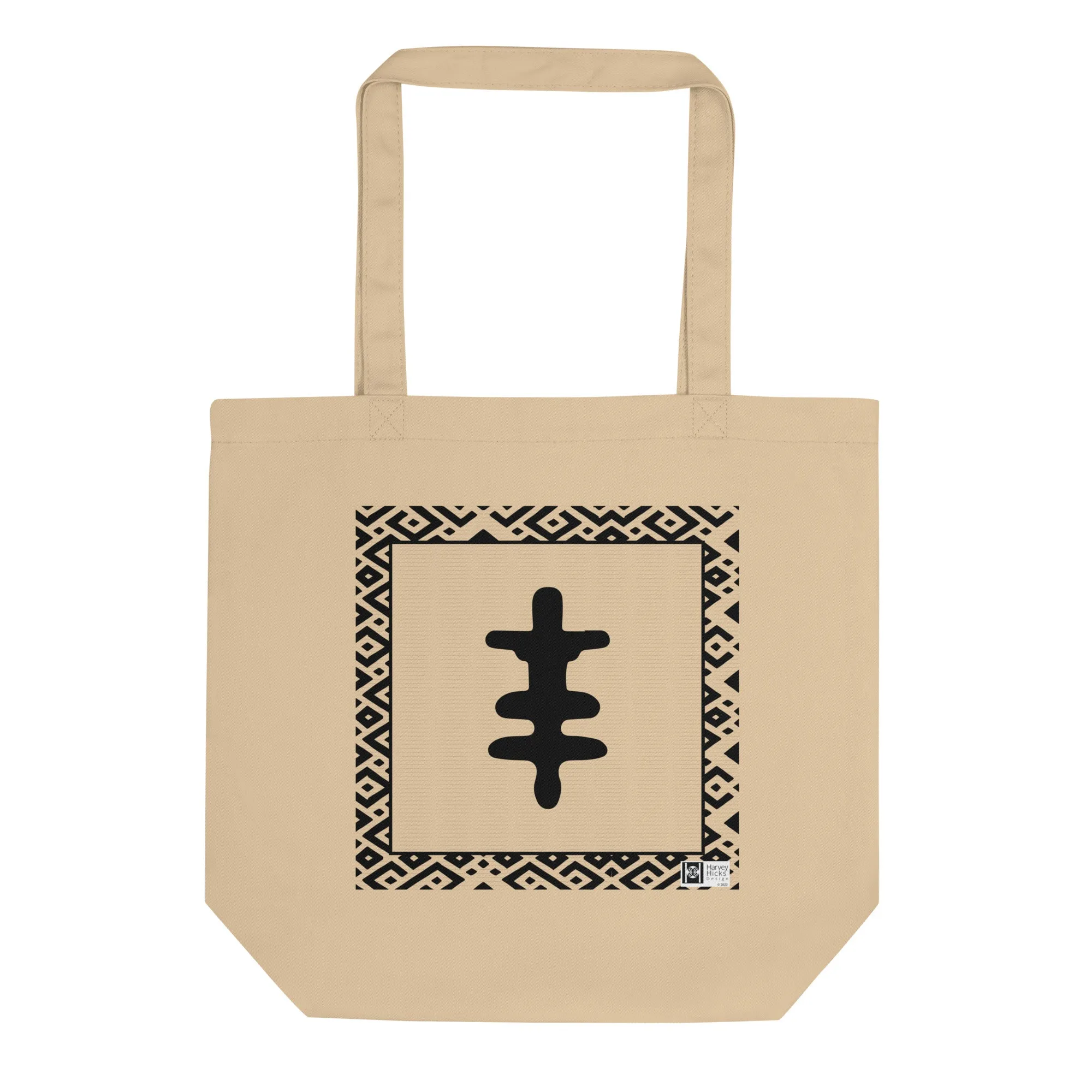 100% cotton Eco Tote Bag, featuring the Adinkra symbol for strength and bravery, NO TEXT