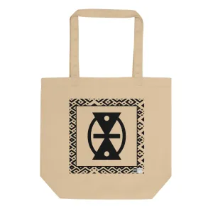 100% cotton Eco Tote Bag, featuring the Adinkra symbol for the fluidity of time, NO TEXT