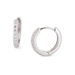 10mm Diamond & 14k White Gold Huggies