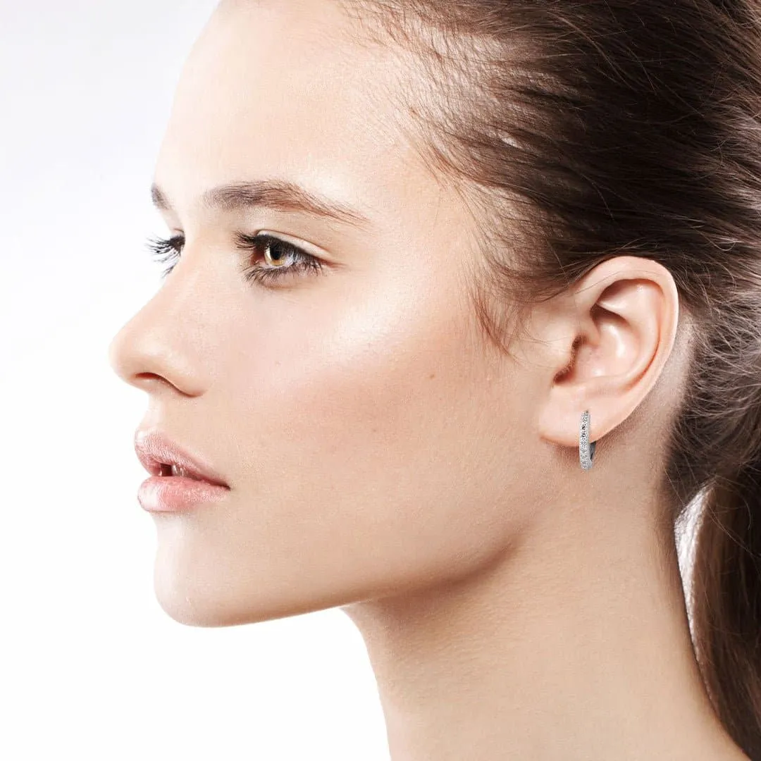 10mm Diamond & 14k White Gold Huggies
