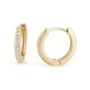 10mm Diamond And 14k Gold Huggies