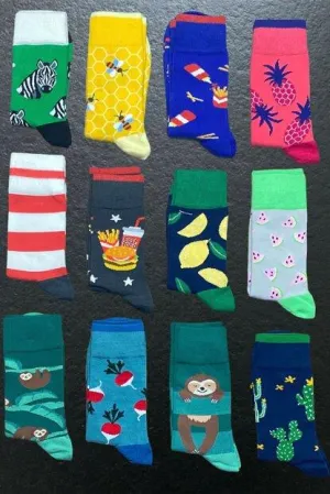 12 Pack Patterned Long Socks Zebra Pack