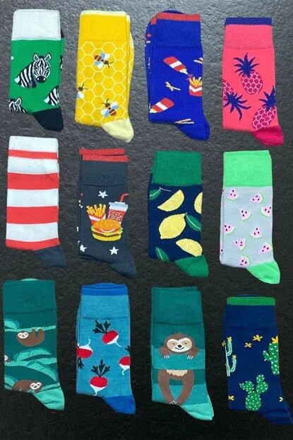 12 Pack Patterned Long Socks Zebra Pack