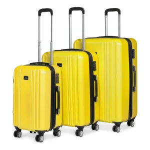 3-Piece Lightweight Luggage Suitcase Trolley Set ABS TSA Lock - Yellow - DL124