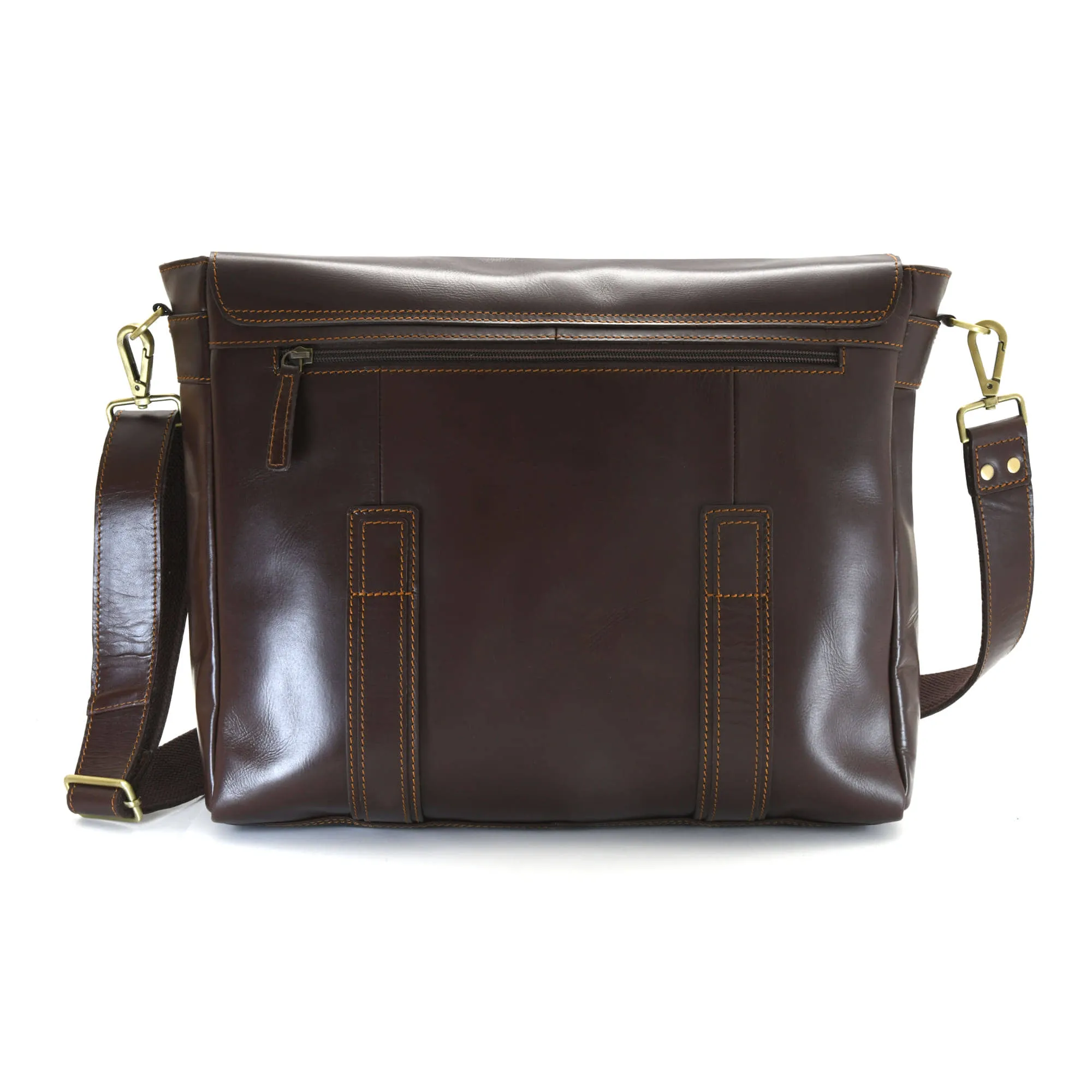 392005 Messenger Bag in Full Grain Dark Brown Leather | Style n Craft