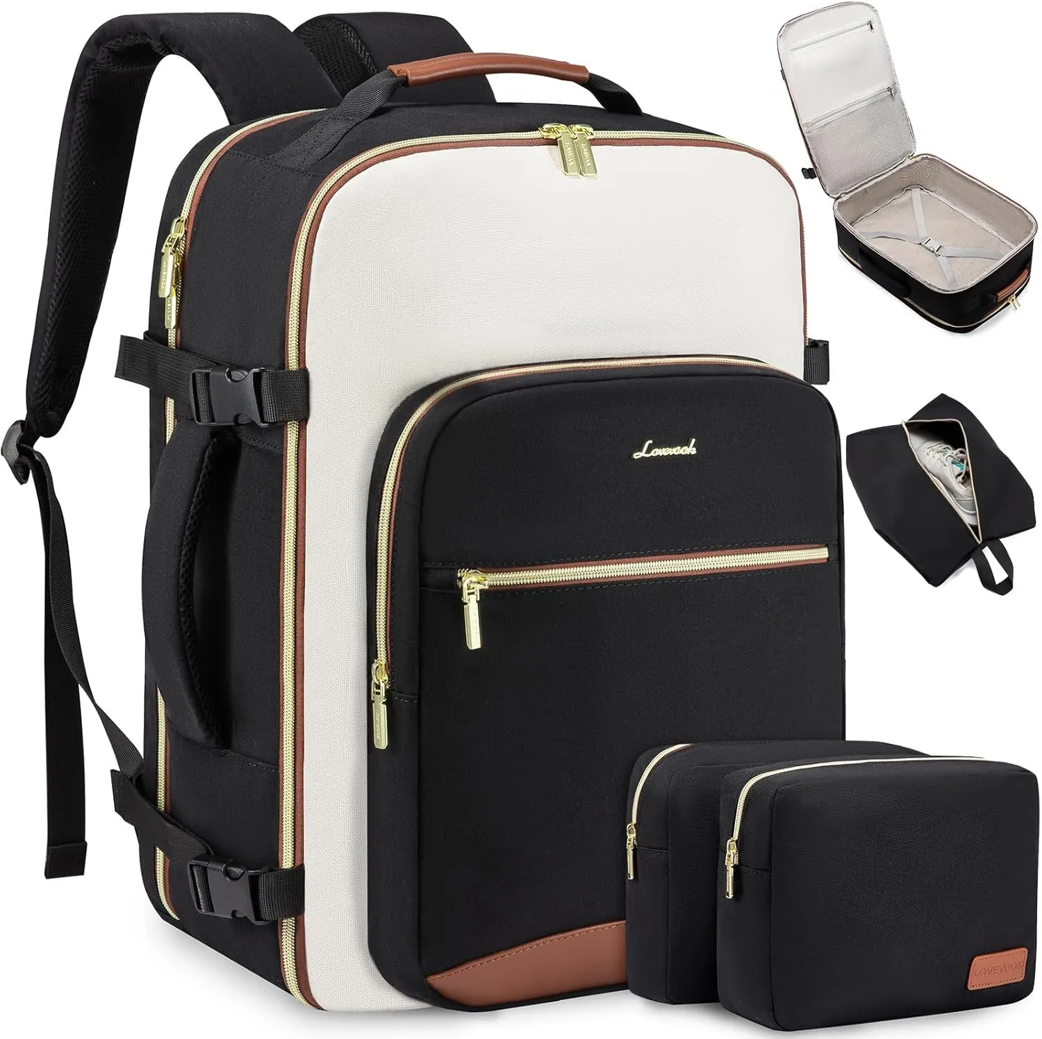40L Travel Backpack with 3 Packing Cubes, Fits 17" Laptop