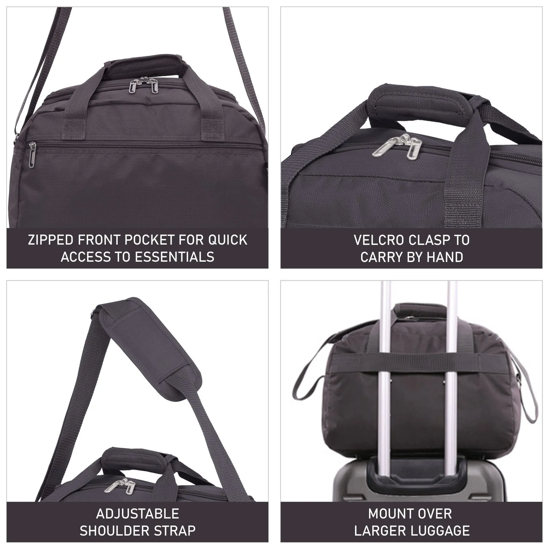 Aerolite (40x20x25cm) New and Improved 2024 Ryanair Maximum Size Holdall Cabin Luggage Under Seat Flight Bag