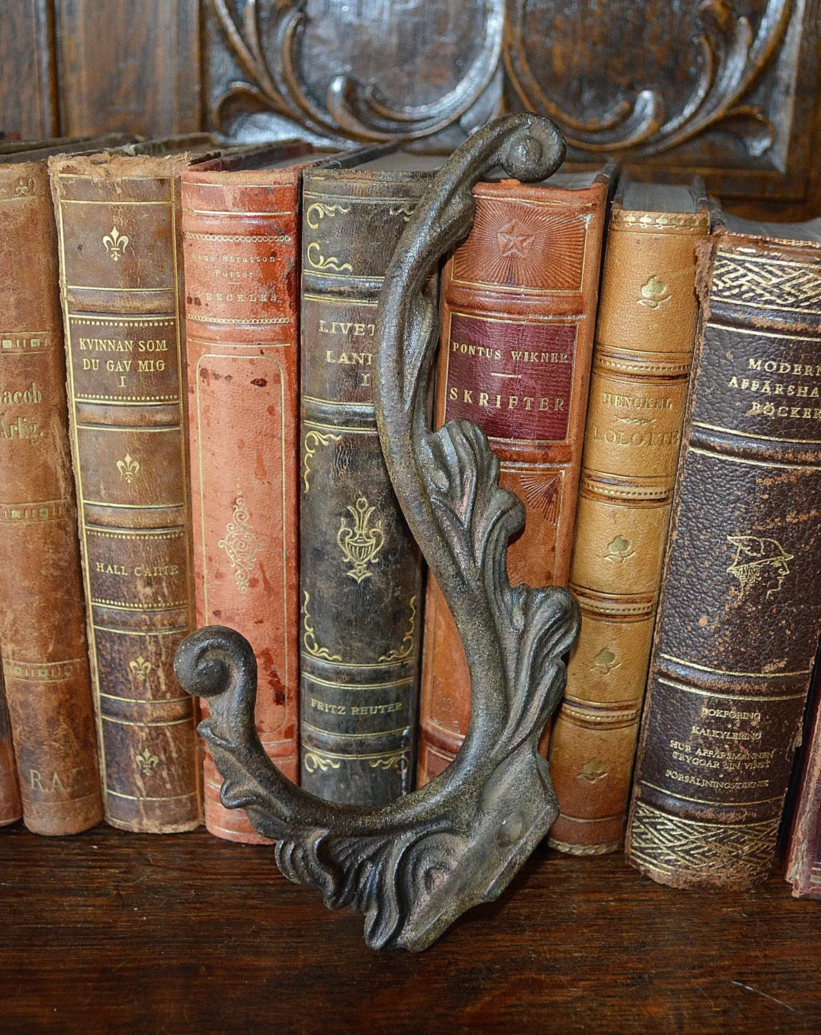 Antique French Cast Iron Large Coat Hook Hardware Shabby Chic