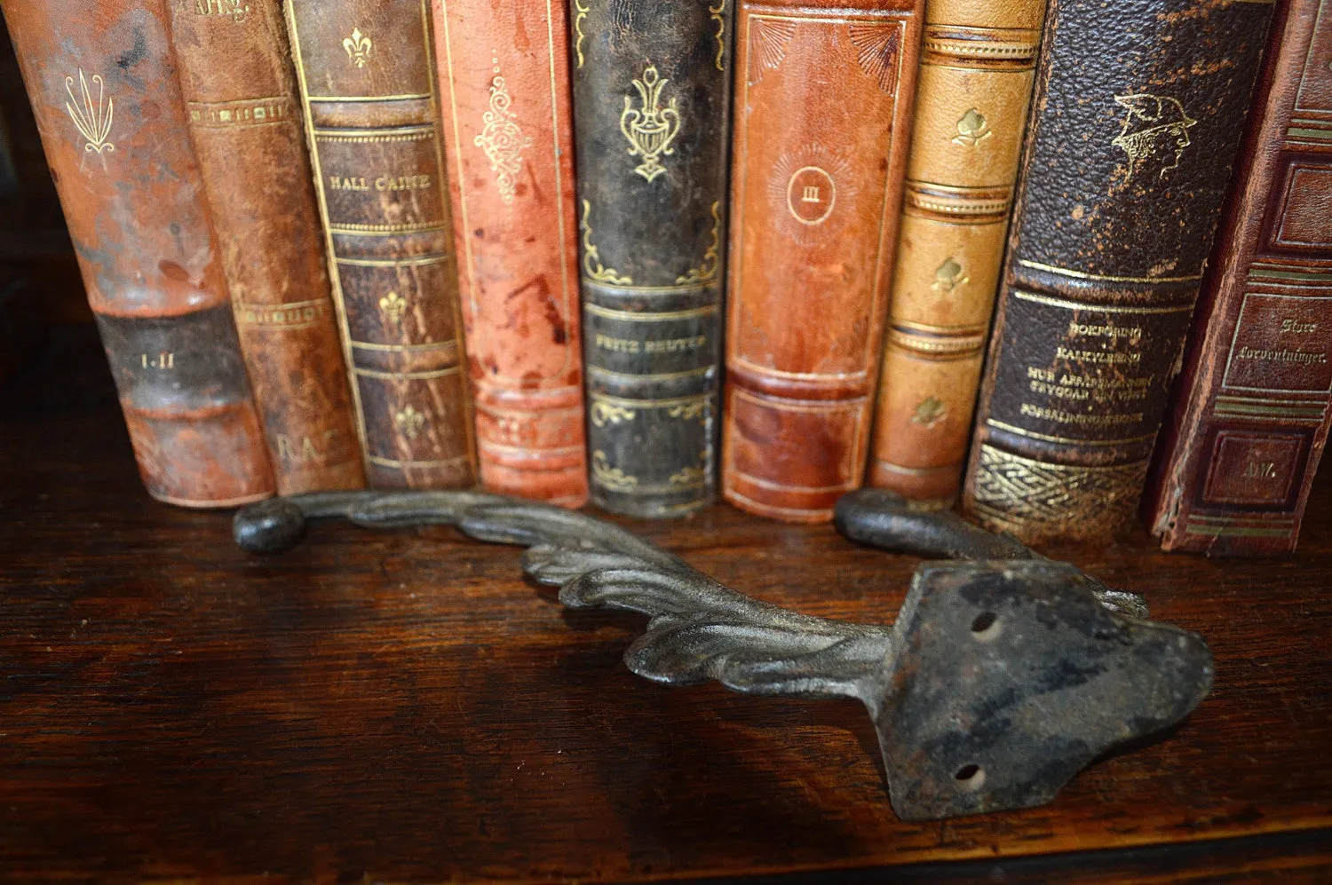 Antique French Cast Iron Large Coat Hook Hardware Shabby Chic