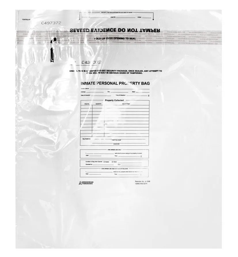 Arrowhead Forensics SureSeal Tamper Indicating Inmate Personal Property Storage Bag - 20” x 20” - 100/pk