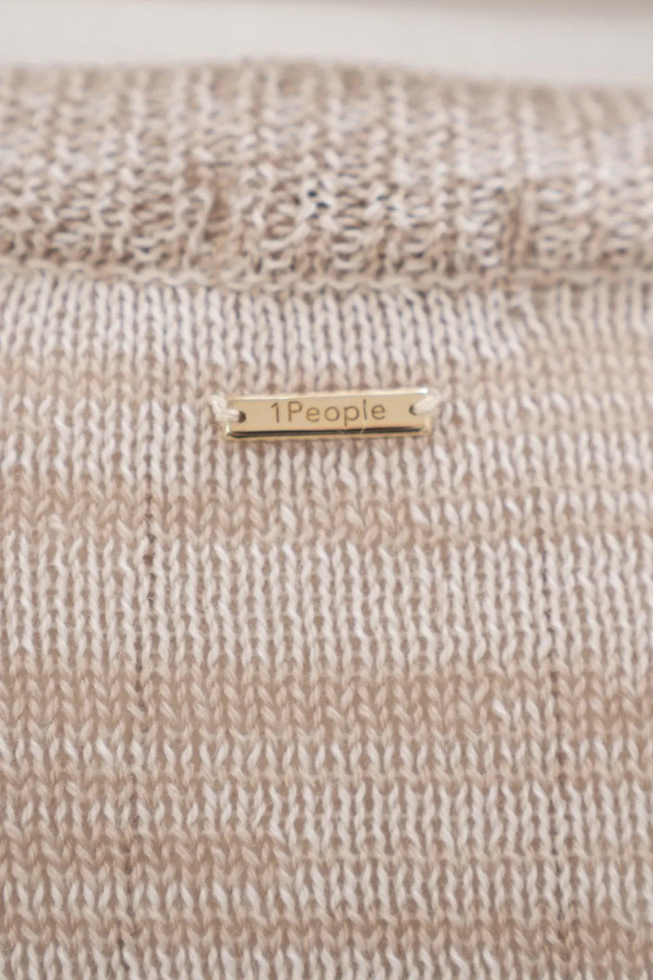 Beige Wool V Neck Sweater