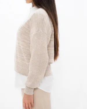Beige Wool V Neck Sweater