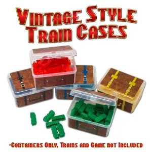 BitsBins Storage Cases for Ticket to Ride Board Games | Includes 5 "Vintage Style Suitcases to Organize Your Game. Original Colors Blue, Red, Green Black and Yellow