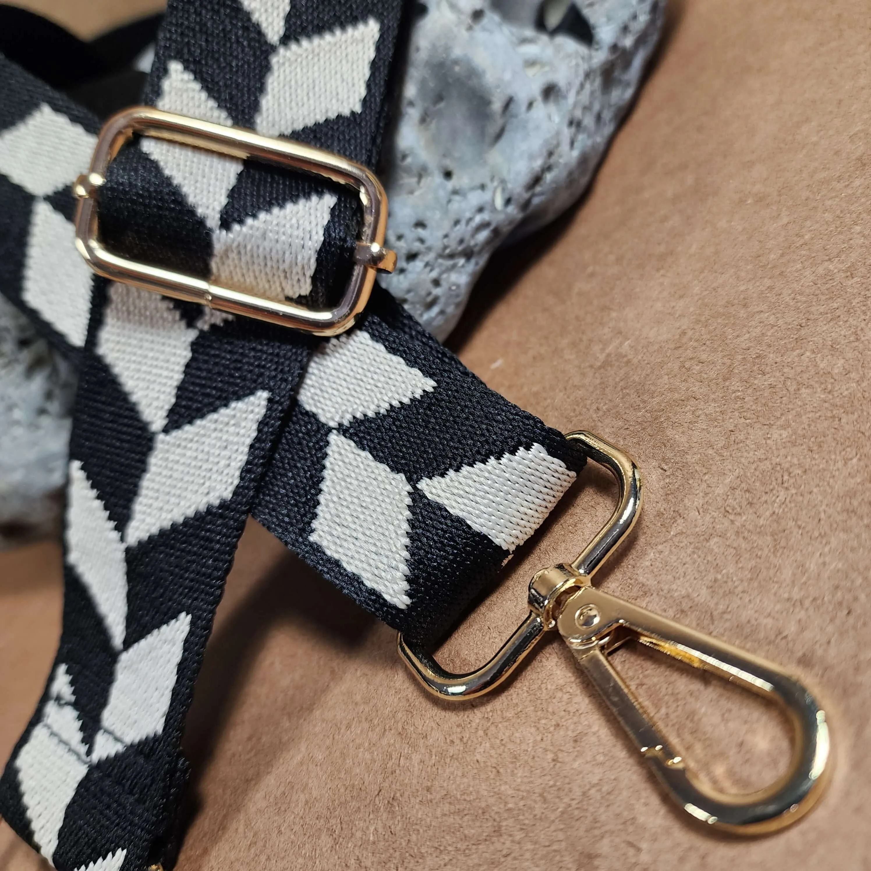 BLACK and WHITE Purse Strap, Bag Straps | 31 - 55 Inch Guitar purse straps
