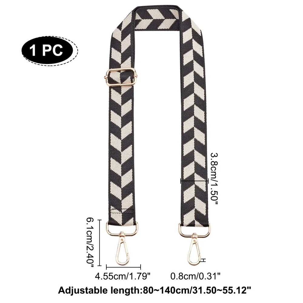 BLACK and WHITE Purse Strap, Bag Straps | 31 - 55 Inch Guitar purse straps