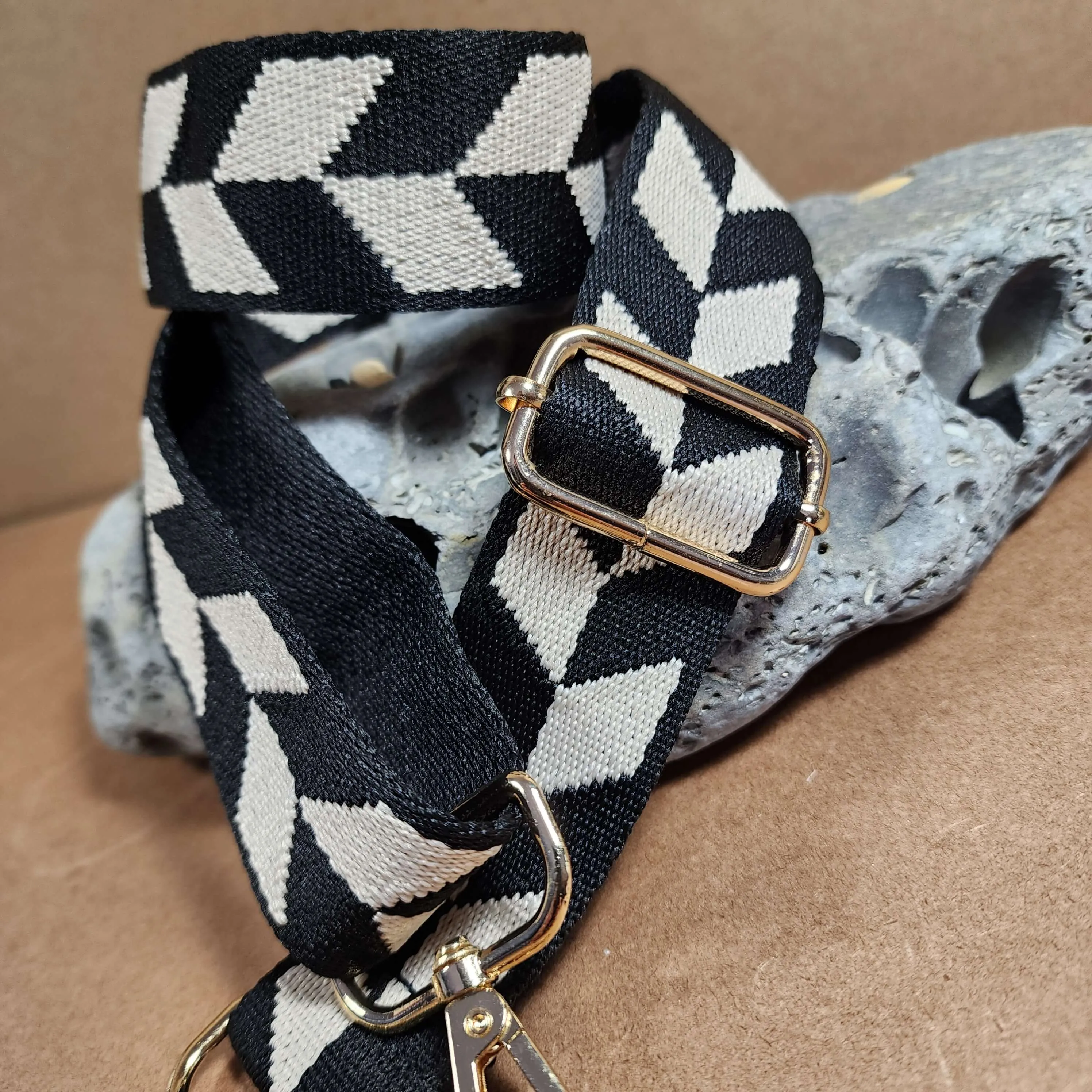 BLACK and WHITE Purse Strap, Bag Straps | 31 - 55 Inch Guitar purse straps