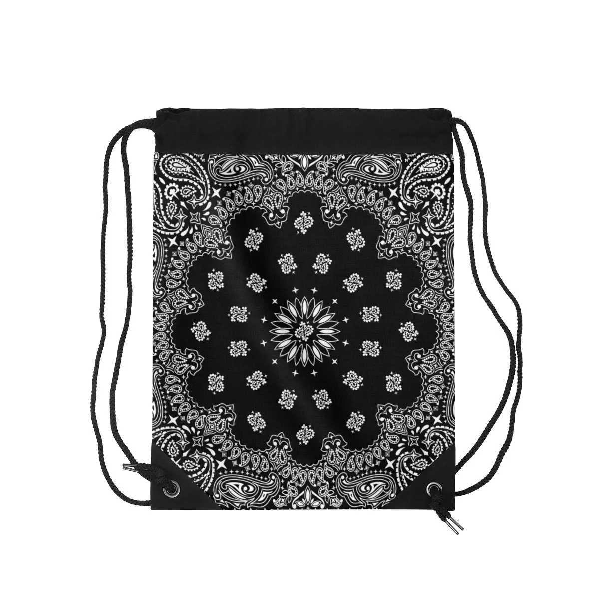 Black Bandana Drawstring Bag