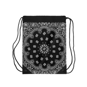 Black Bandana Drawstring Bag