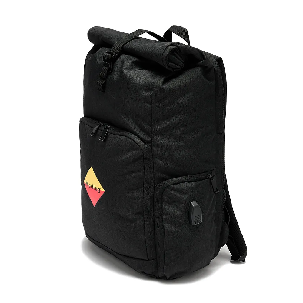 Black Roll-Top Tech Backpack