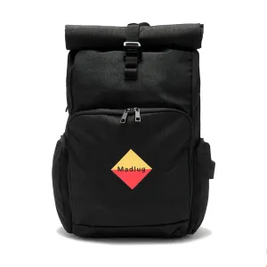 Black Roll-Top Tech Backpack