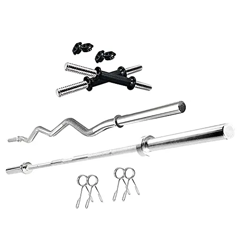 BodyFit 30Kg Exercise Sets Weight Plates Combo Home Gym Set Dumbbell Fitness Kit with 4 Rods (5ft, 3ft, 2 x 14")