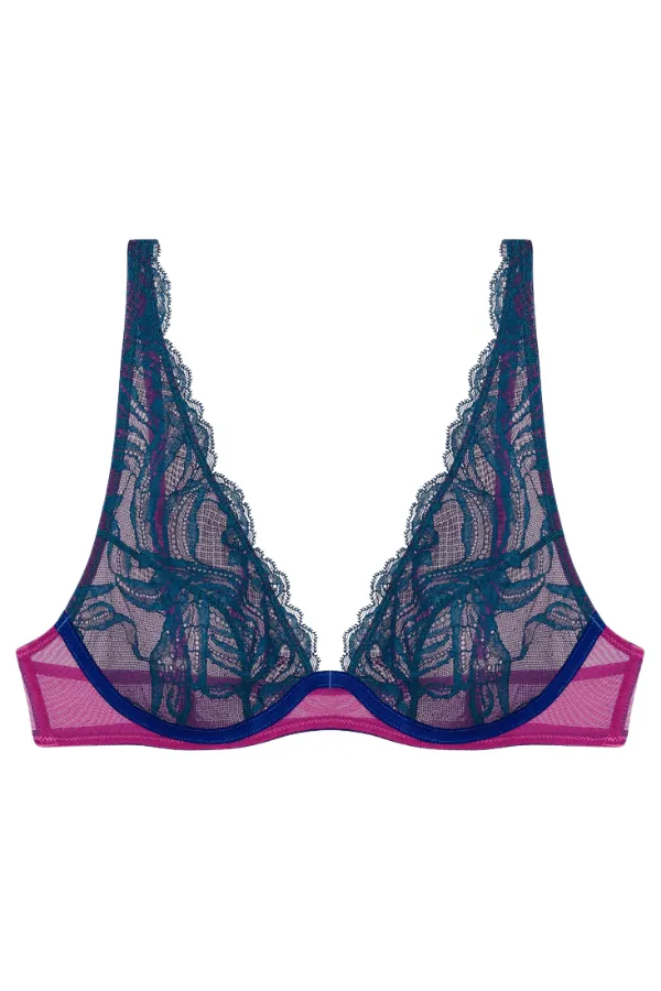 Brea Lace High Apex Underwire Bra- Dark Green