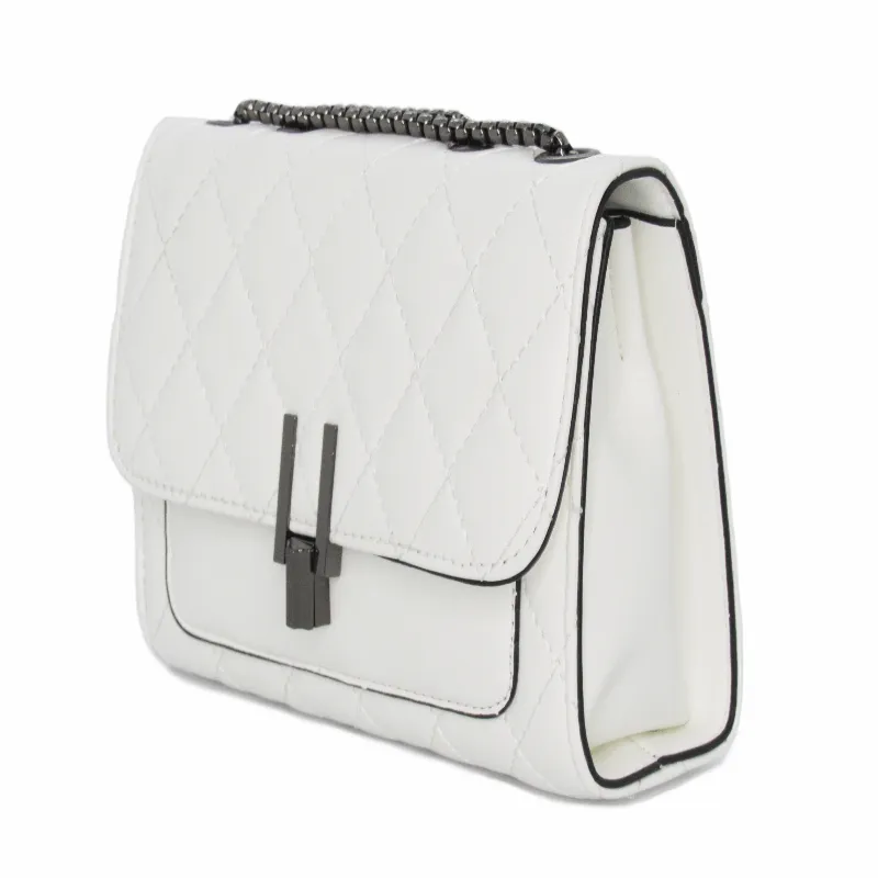 Camile Quilted Shoulder Bag- Black/Steel