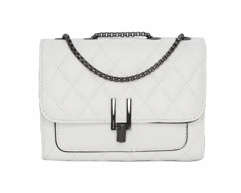 Camile Quilted Shoulder Bag- White/Steel