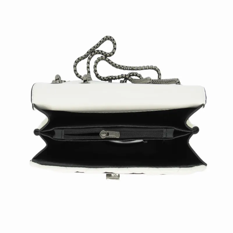 Camile Quilted Shoulder Bag- White/Steel
