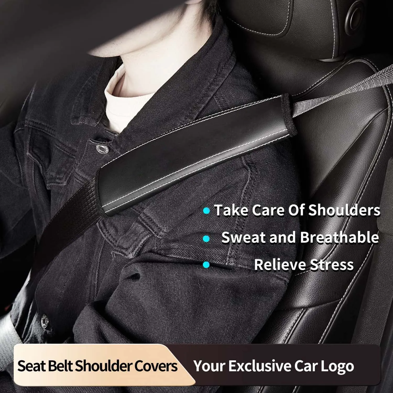 Car Seat Belt Covers (2PCS), Custom Fit For Your Cars, Microfiber Leather Seat Belt Shoulder Pads for More Comfortable Driving, Car Accessories MC13994