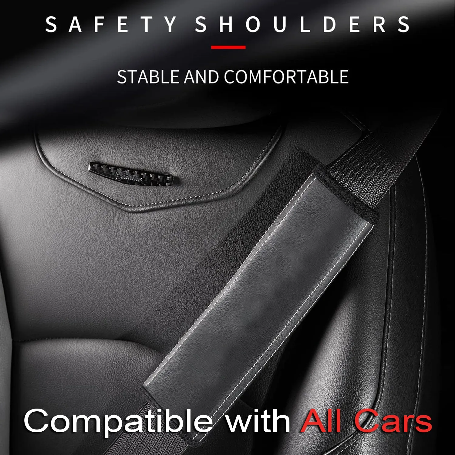 Car Seat Belt Covers (2PCS), Custom Fit For Your Cars, Microfiber Leather Seat Belt Shoulder Pads for More Comfortable Driving, Car Accessories RA13994