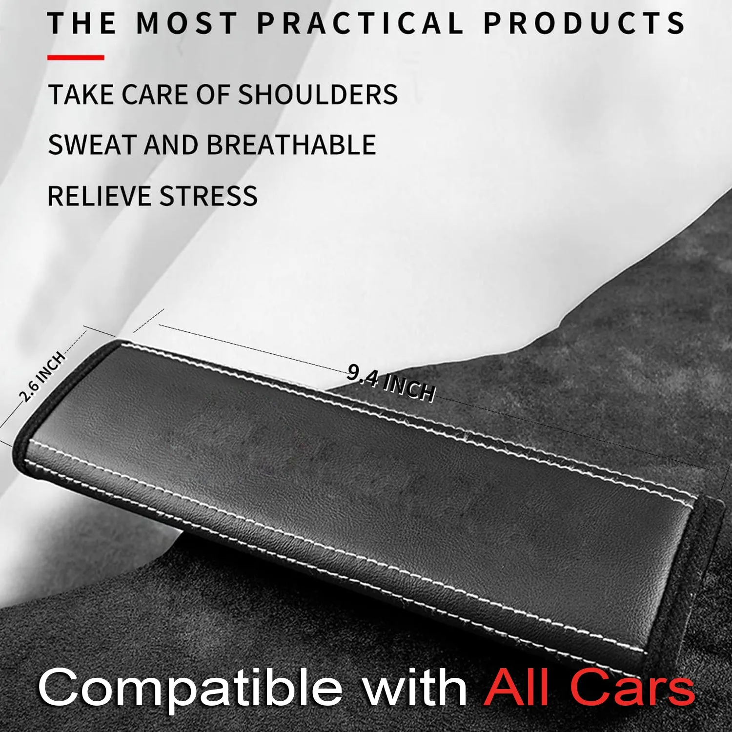 Car Seat Belt Covers (2PCS), Custom Fit For Your Cars, Microfiber Leather Seat Belt Shoulder Pads for More Comfortable Driving, Car Accessories RA13994
