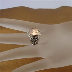 Champagne Zircon Ring 9k Yellow Gold 925 Silver 8,9,10 Handmade Hadar Designers