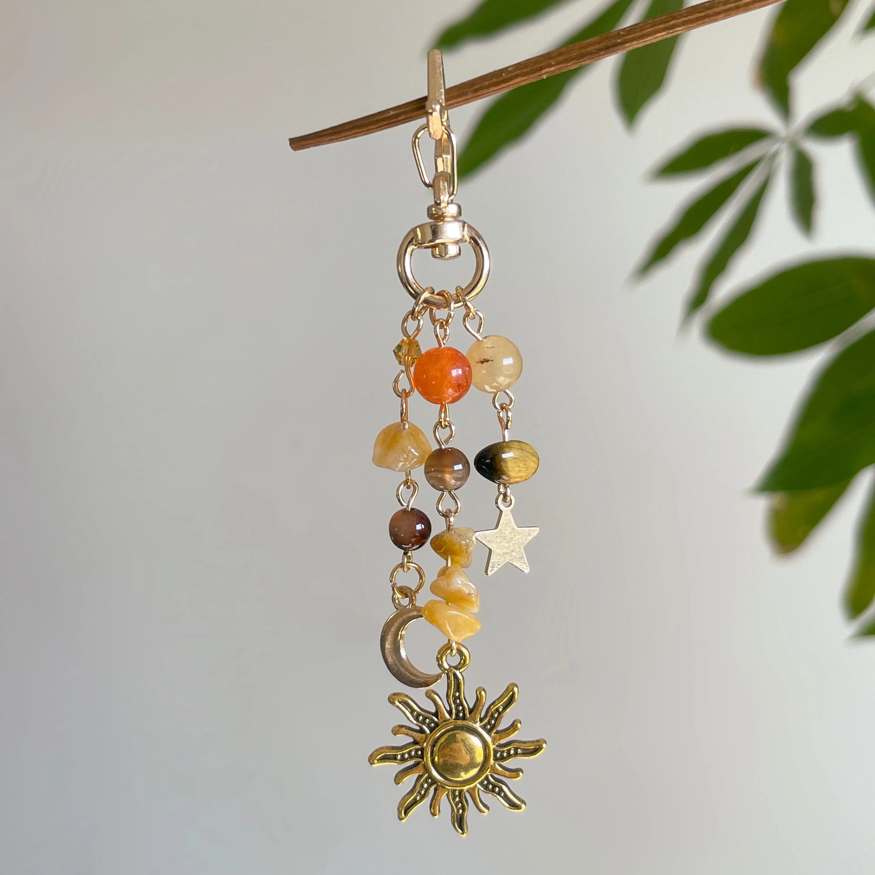 Chic Star Sun Moon Pendant Turquoise Stone Chain Keychain
