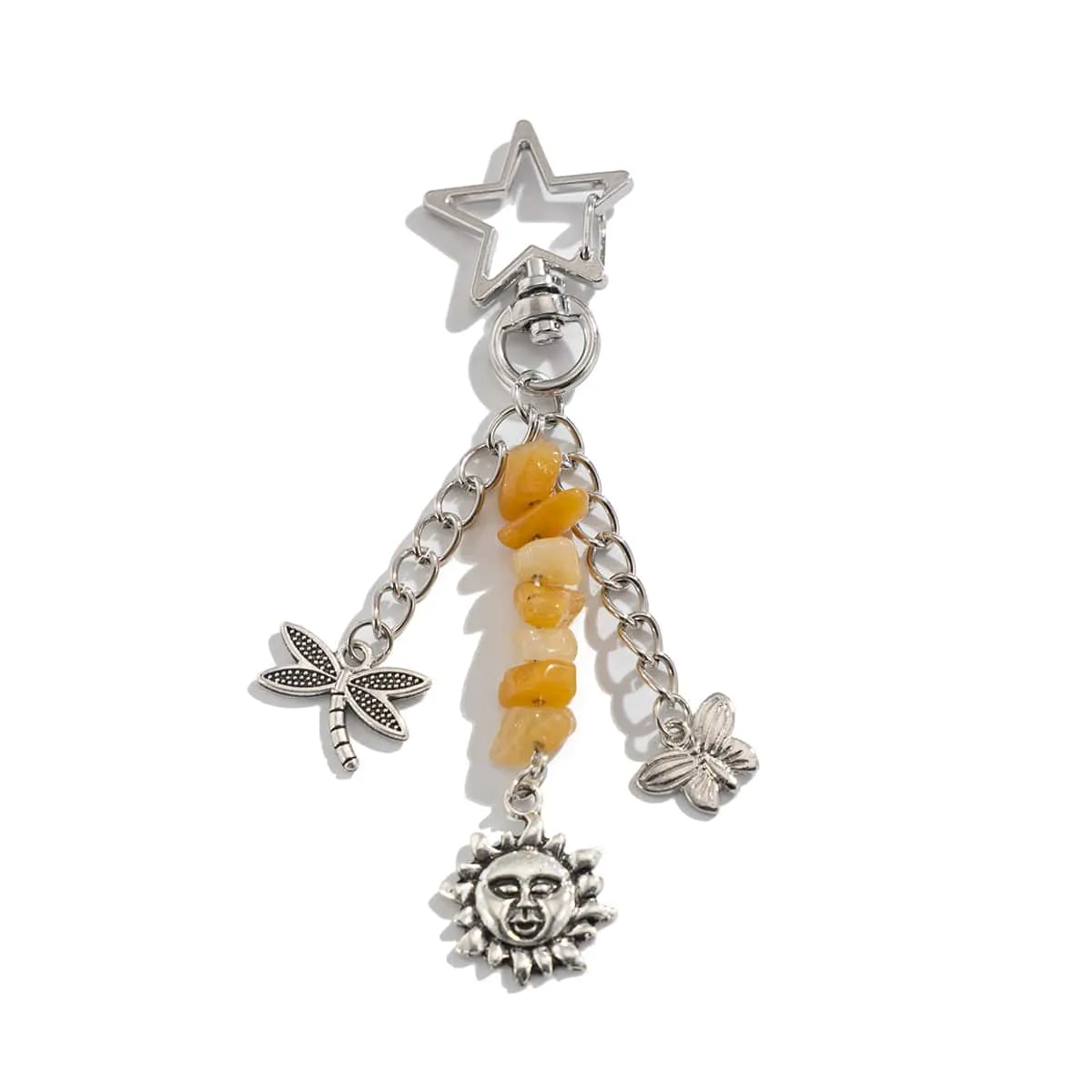 Chic Star Sun Moon Pendant Turquoise Stone Chain Keychain