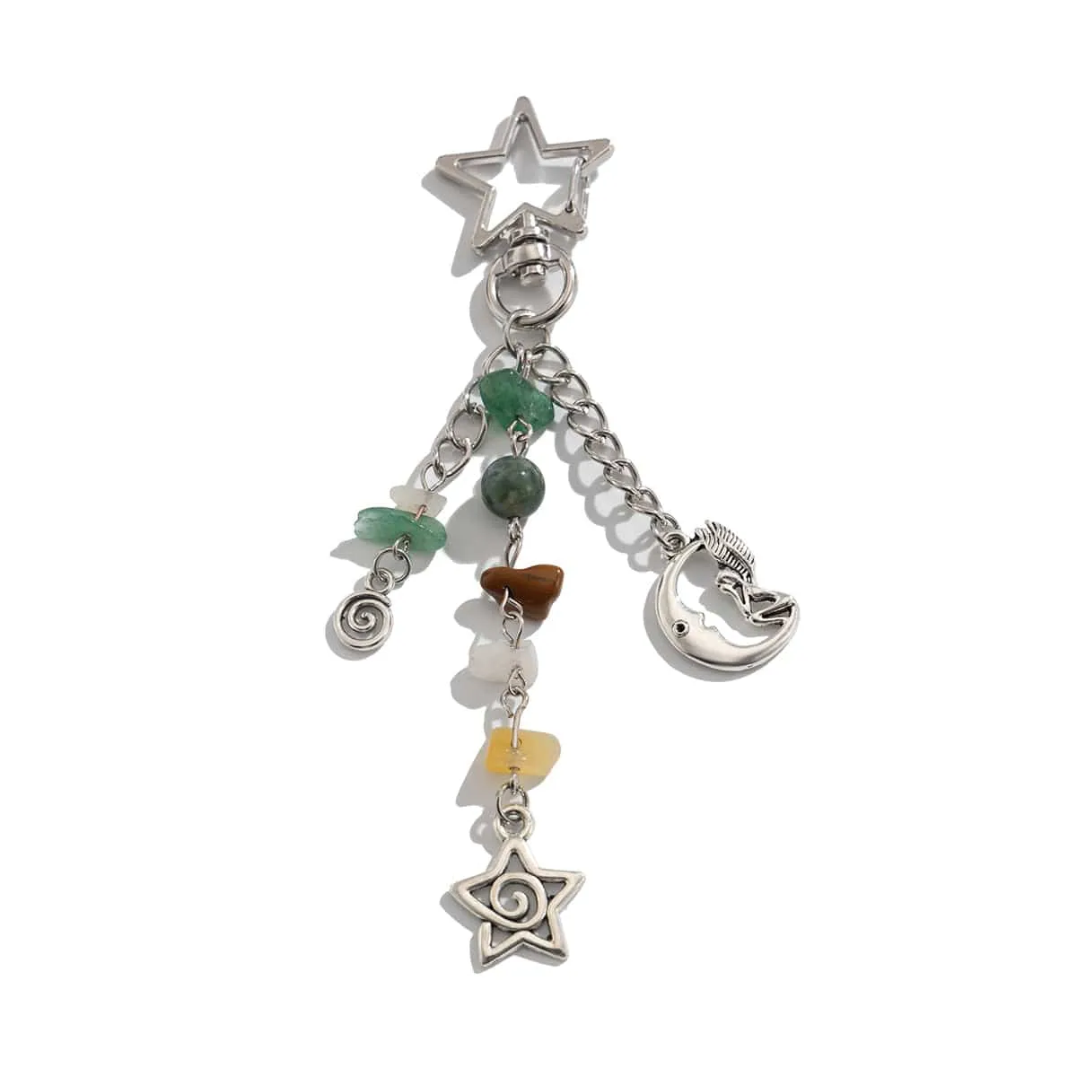 Chic Star Sun Moon Pendant Turquoise Stone Chain Keychain