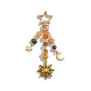 Chic Star Sun Moon Pendant Turquoise Stone Chain Keychain