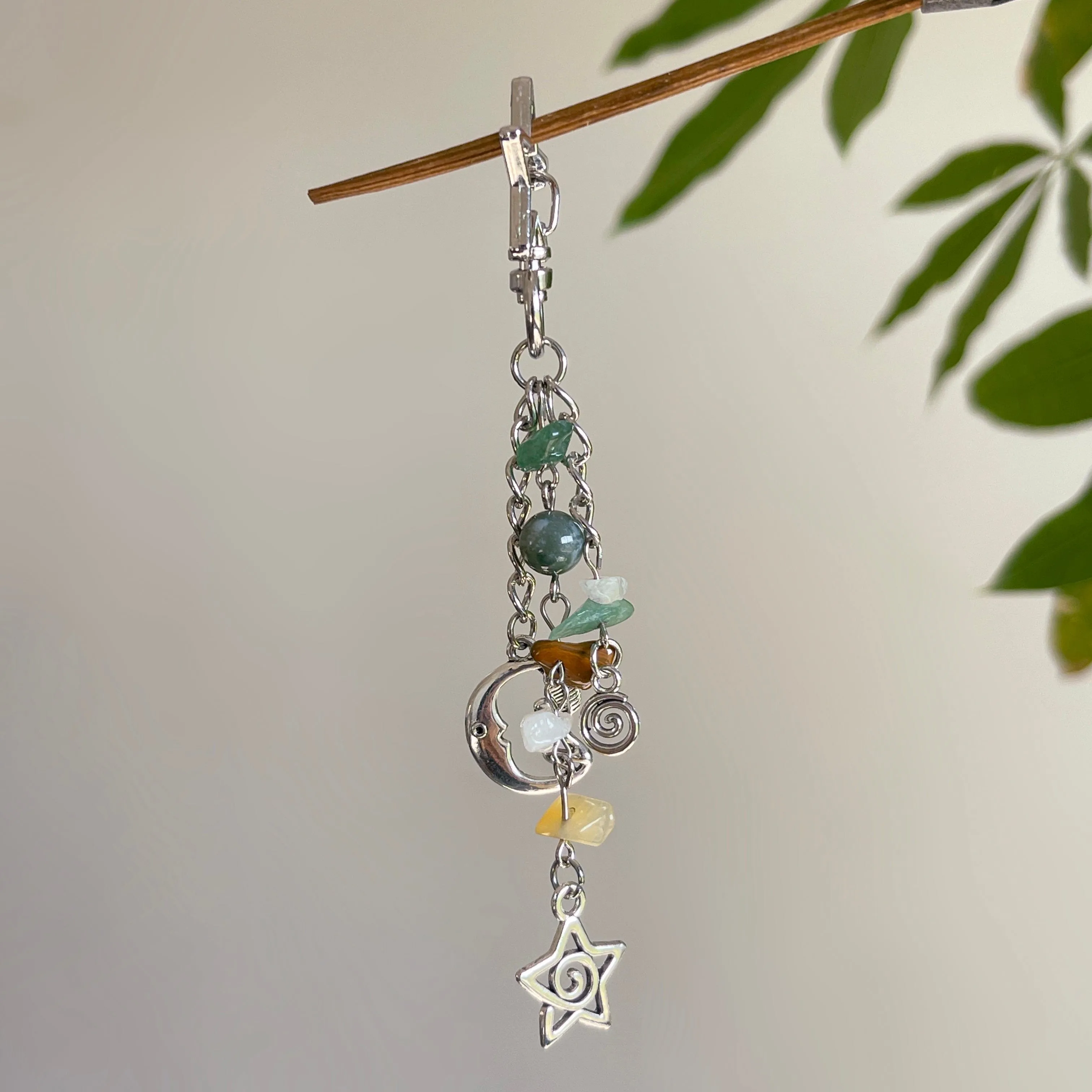 Chic Star Sun Moon Pendant Turquoise Stone Chain Keychain