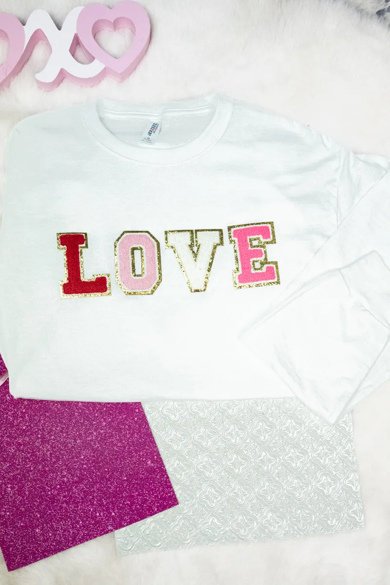 Colorful Love Chenille Patch Unisex Dri-Power Long-Sleeve 50/50 Tee