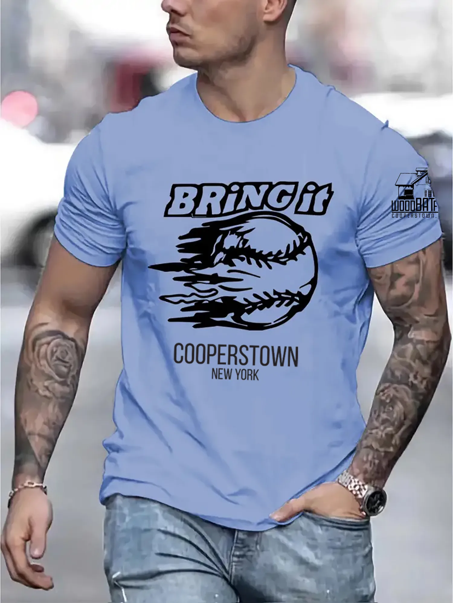 Crew Neck Baseball Print Men's Fashionable Summer Short Sleeve Sports T-shirt