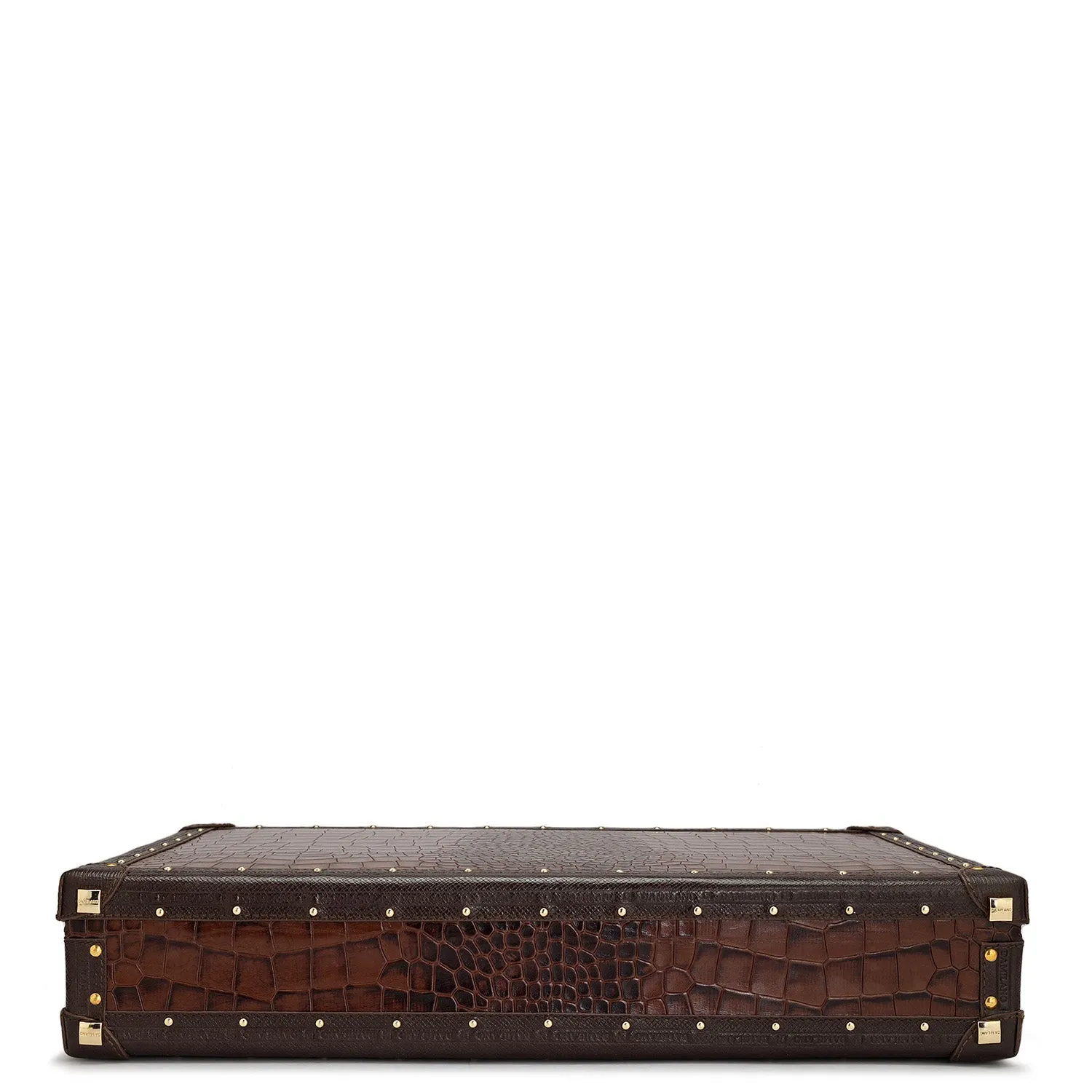 Croco Leather Briefcase - Brown