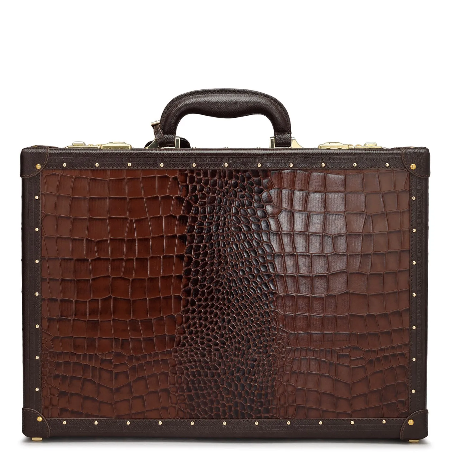 Croco Leather Briefcase - Brown