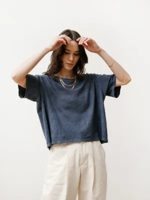 crop tee - slub jersey navy
