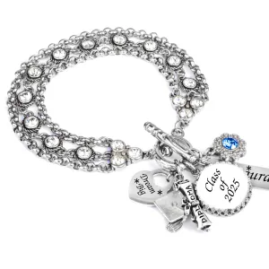Crystal Graduation Charm Bracelet Class of 2025