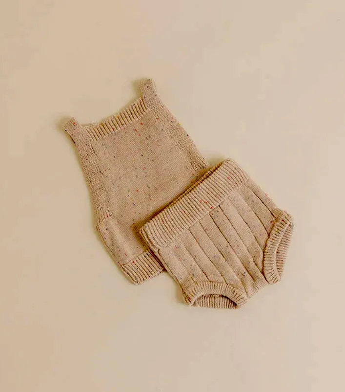 Dandillie Sprinkle Knit Top & Blommer Set in Hazelnut